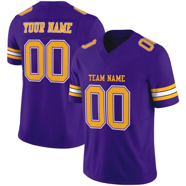 Purple Gold-White Authentic Personalized Football Jersey