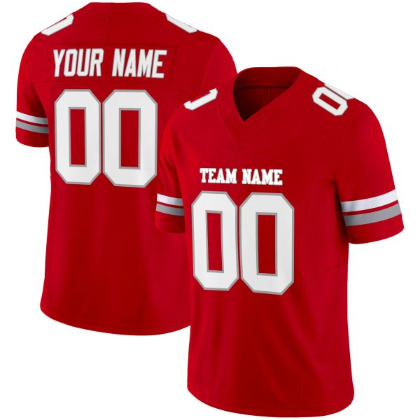 Red White-Gray Authentic Personalized Football Jersey