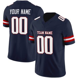 Navy White-Red Authentic Personalized Football Jersey