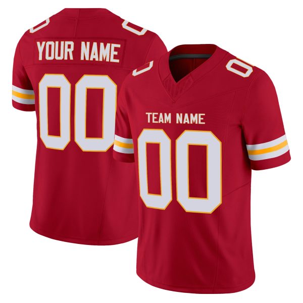 Red White-Gold Authentic Personalized Football Jersey