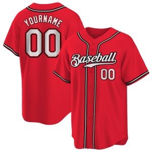 Red White-Black Authentic Personalized Baseball Jersey