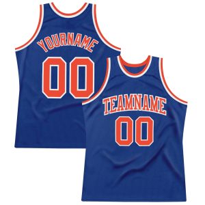 Royal Orange-White Authentic Throwback Personalized Basketball Jersey