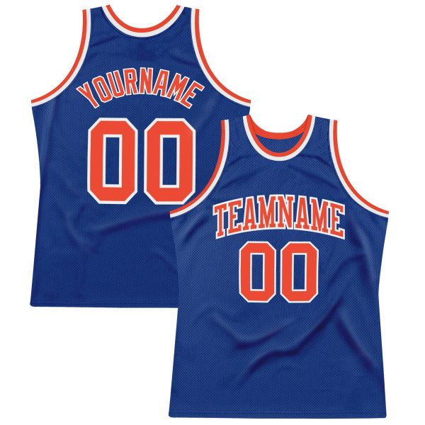 Royal Orange-White Authentic Throwback Personalized Basketball Jersey