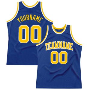 Royal Gold-White Authentic Throwback Personalized Basketball Jersey