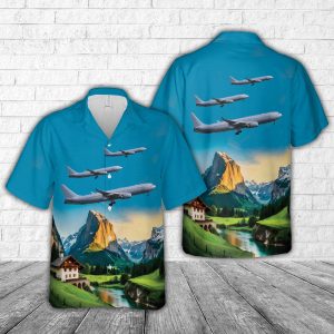 Royal Australian Air Force Airbus KC-30A Hawaiian Shirt for Men ? Military Aircraft & Tropical Design, Perfect for Aviation Enthusiasts