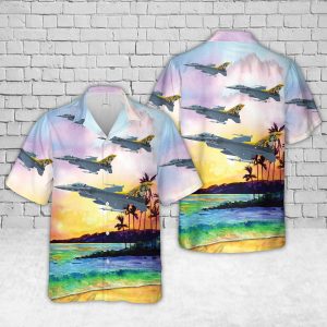 Royal Netherlands Air Force F-16AM "Dirty Diana" Hawaiian Shirt for Men ? Military Aircraft & Tropical Design, Perfect for Aviation Enthusiasts
