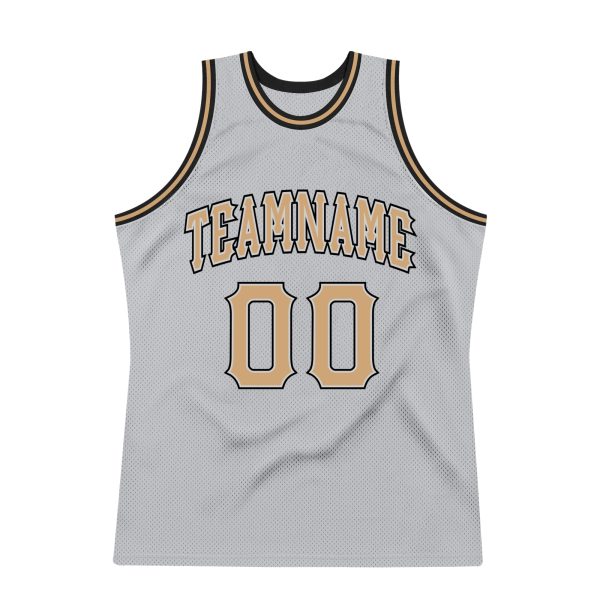 Gray Old Gold-Black Authentic Throwback Personalized Basketball Jersey - Image 7