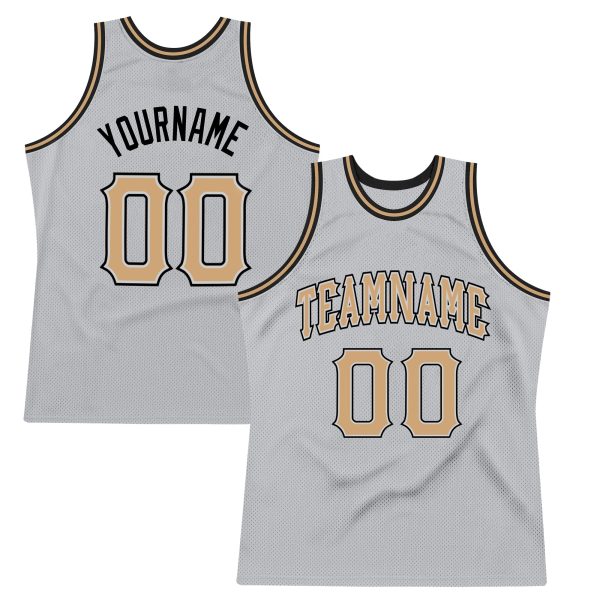 Gray Old Gold-Black Authentic Throwback Personalized Basketball Jersey