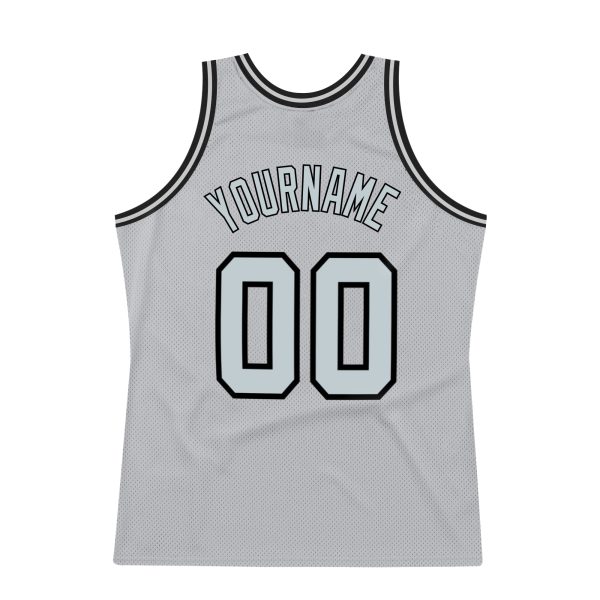Gray Silver-Black Authentic Throwback Personalized Basketball Jersey - Image 6
