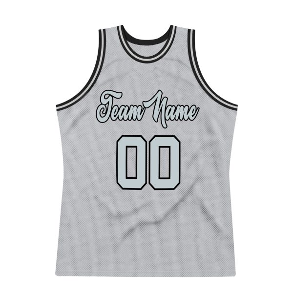 Gray Silver-Black Authentic Throwback Personalized Basketball Jersey - Image 7