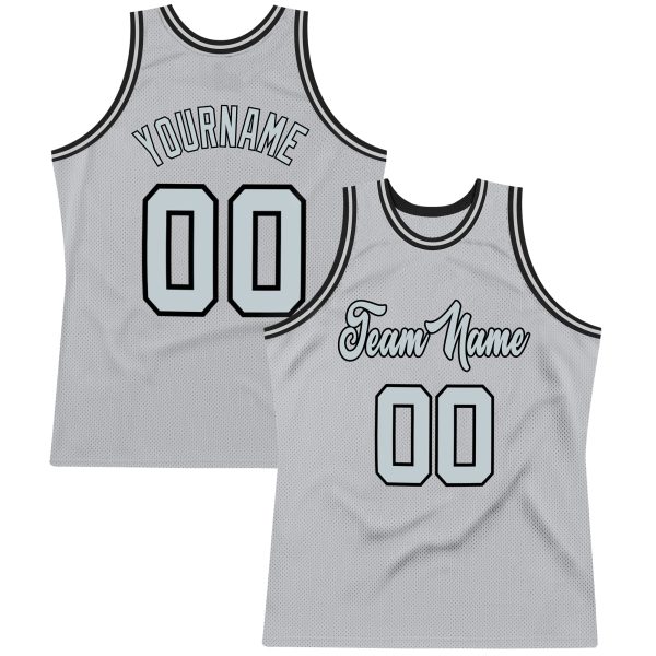 Gray Silver-Black Authentic Throwback Personalized Basketball Jersey