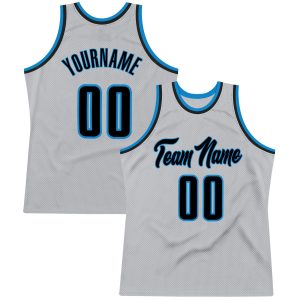 Gray Navy-Blue Authentic Throwback Personalized Basketball Jersey