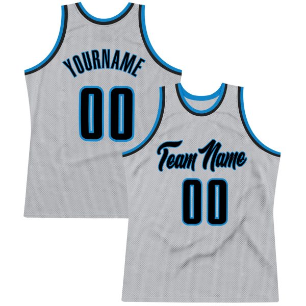 Gray Navy-Blue Authentic Throwback Personalized Basketball Jersey