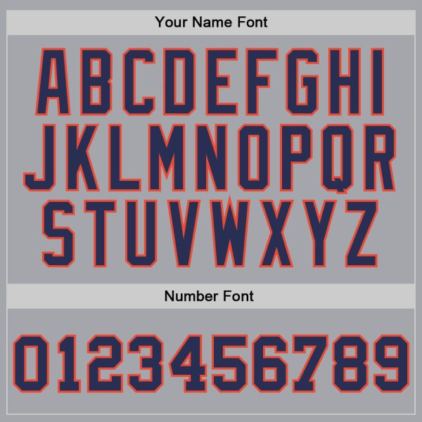 Gray Navy-Orange Authentic Throwback Personalized Basketball Jersey - Image 3