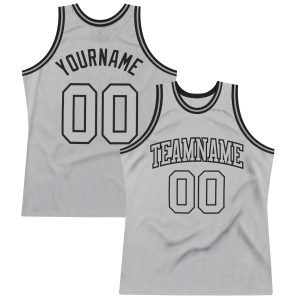 Gray Gray-Black Authentic Throwback Personalized Basketball Jersey