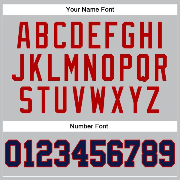 Gray Navy-Red Authentic Throwback Personalized Basketball Jersey - Image 4