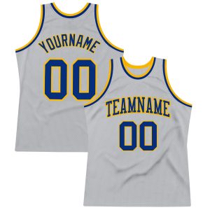 Gray Royal-Gold Authentic Throwback Personalized Basketball Jersey