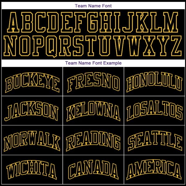 Black Black - Gold Round Neck Rib - Knit Personalized Basketball Jersey - Image 3