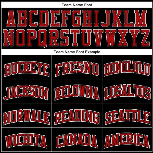 Black Red Pinstripe Red - White Personalized Basketball Jersey - Image 3