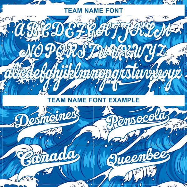Blue White Waves Personalized Baseball Jersey - Image 4