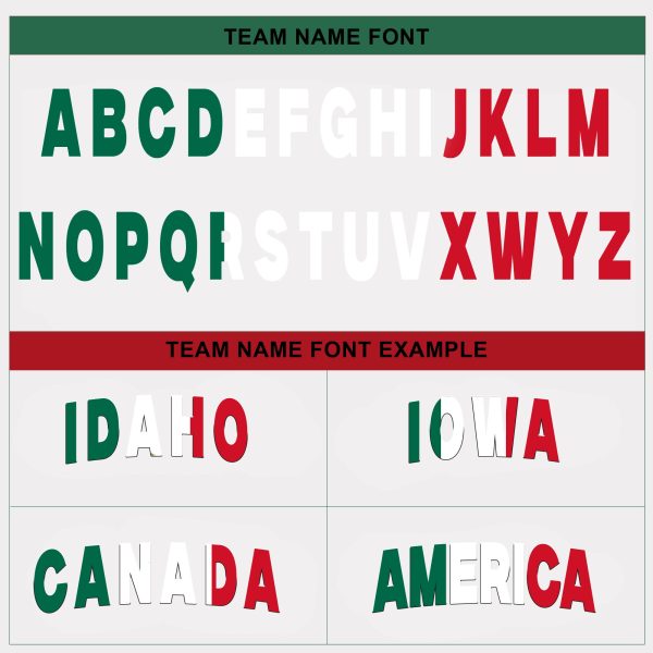 White Alternate Red-Green Mexico Personalized Baseball Jersey - Image 4