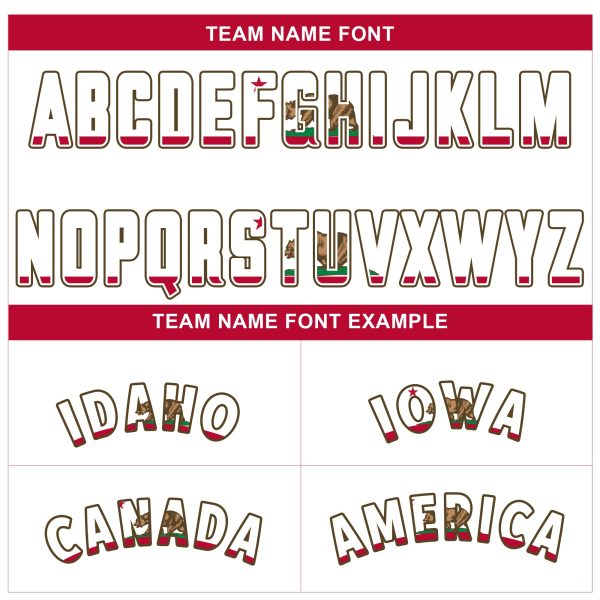 Red Alternate Brown California Flag Personalized Baseball Jersey - Image 4