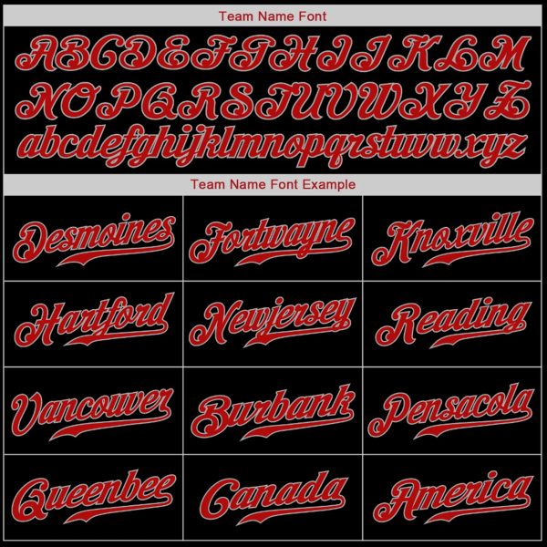 Black Red - Gray Personalized Baseball Jersey - Image 4