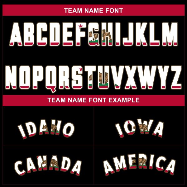 Black Alternate White California Flag Personalized Baseball Jersey - Image 4
