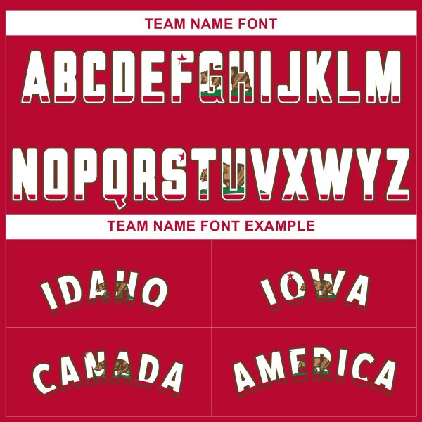 Red White California Flag Personalized Baseball Jersey - Image 4