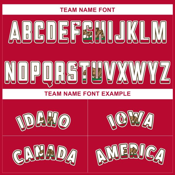 Red Alternate White California Flag Personalized Baseball Jersey - Image 4
