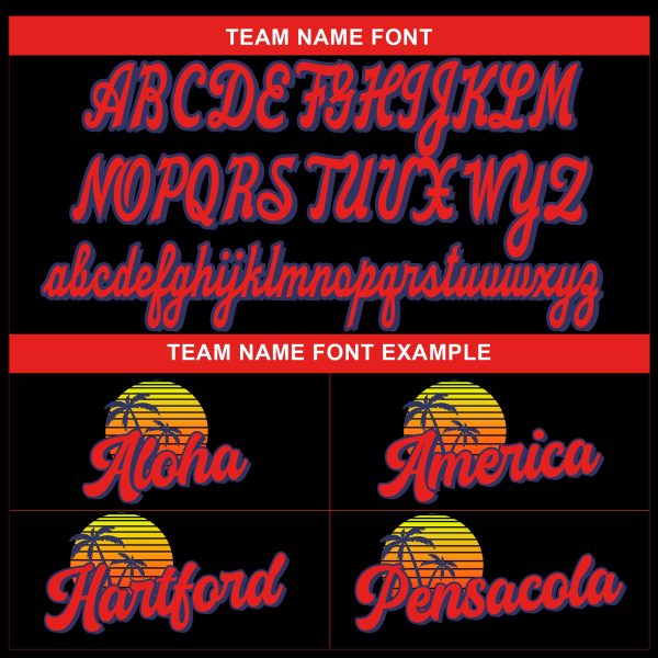 Black Alternate Red California Personalized Baseball Jersey - Image 4