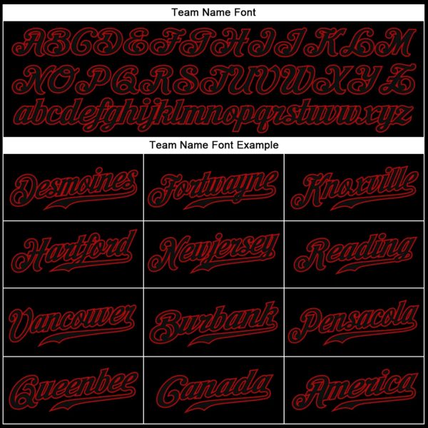 Black Black - Red Personalized Baseball Jersey - Image 4