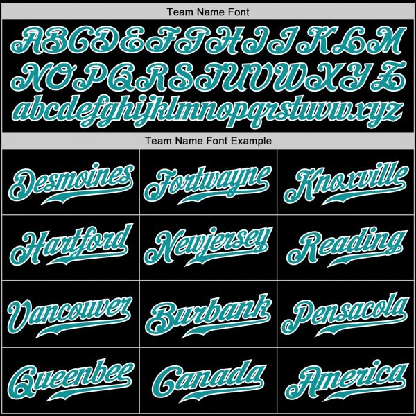 Black Aqua Pinstripe Teal-White Authentic Personalized Baseball Jersey - Image 5