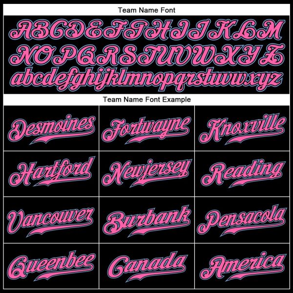 Black White Pinstripe Pink-Light Blue Authentic Personalized Baseball Jersey - Image 4