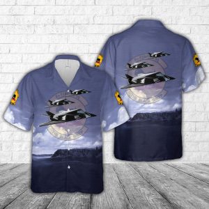 US Air Force F-117 Nighthawk Hawaiian Shirt for Men ? Stealth Aircraft & Squadron Emblem Design, Perfect for Veterans
