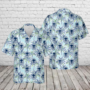 U.S. Air Force Chief Master Sergeant of the Air Force 1967-1991 Insignia Hawaiian Shirt for Men ? Military Rank Insignia & Tropical Design, Perfect for Aviation Fans