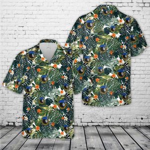 US Air Force Civil Air Patrol Blue Beret Hawaiian Shirt for Men ? Military Emblem & Tropical Floral Design, Perfect for Aviation Fans