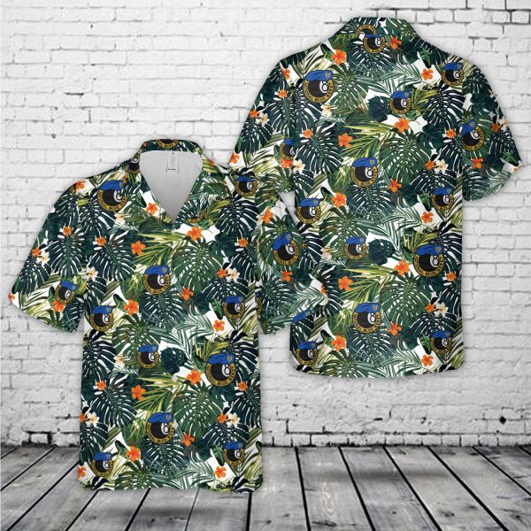 US Air Force Civil Air Patrol Blue Beret Hawaiian Shirt for Men ? Military Emblem & Tropical Floral Design, Perfect for Aviation Fans