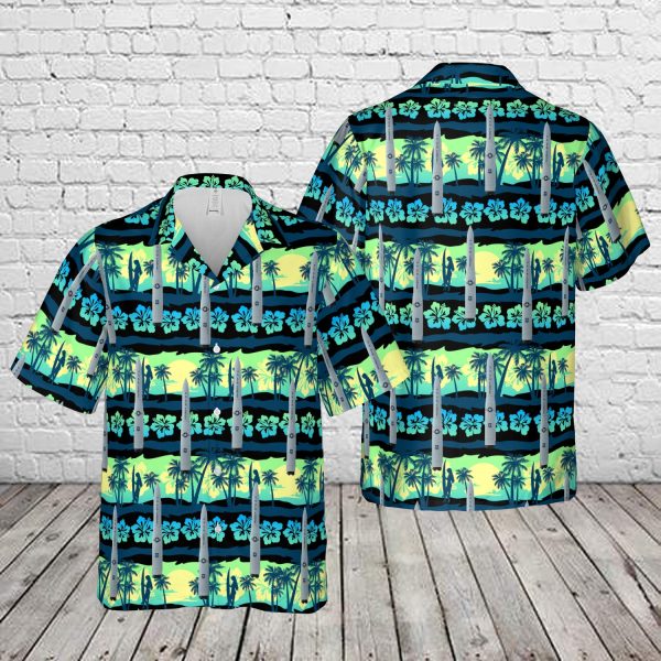 US Air Force LGM-30G Minuteman III Missile Hawaiian Shirt for Men ? Military Missile & Tropical Design, Perfect for Veterans