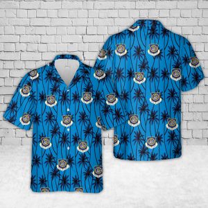 US Air Force PACAF Fifth Air Force Hawaiian Shirt for Men ? Military Emblem & Palm Tree Design, Perfect for Veterans