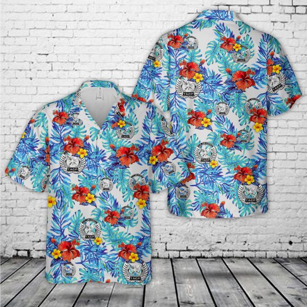 U.S. Air Force Tactical Air Control Party Hawaiian Shirt for Men ? Military Emblem & Tropical Design, Perfect for Aviation Enthusiasts