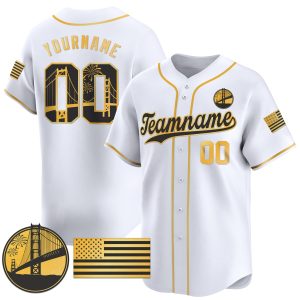 White Gold - Black Golden Gate Bridge Personalized Baseball Jersey