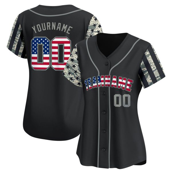 USA Black Camo Color Sleeve Personalized Baseball Jersey - Image 8
