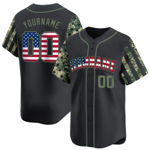 USA Black Camo Color Sleeve Personalized Baseball Jersey