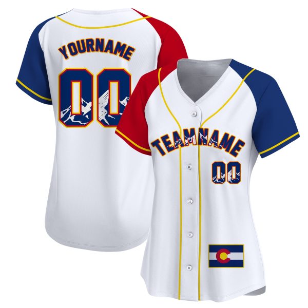 White Alternate Colorado Flag Personalized Baseball Jersey - Image 2
