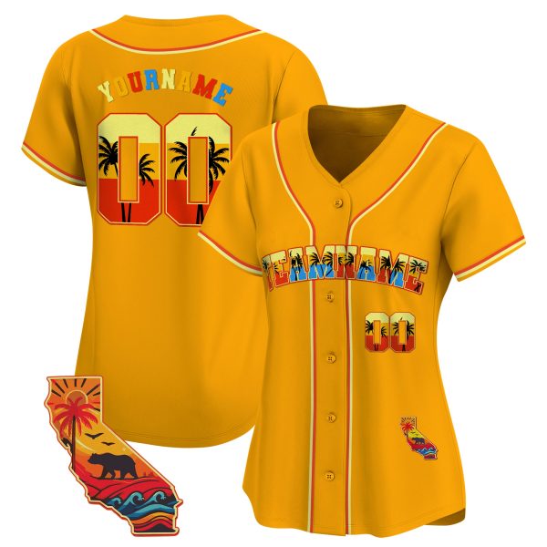 Gold California Choose Color Personalized Baseball Jersey - Image 2