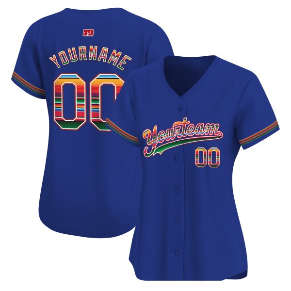 Royal Mexico Serape Pattern Personalized Baseball Jersey - Image 2