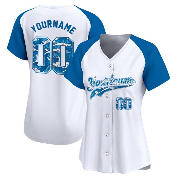Blue Alternate-Blue Beach Partten Personalized Baseball Jersey - Image 2