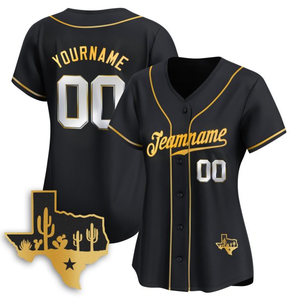 Black Gold Texas Style Personalized Baseball Jersey - Image 2