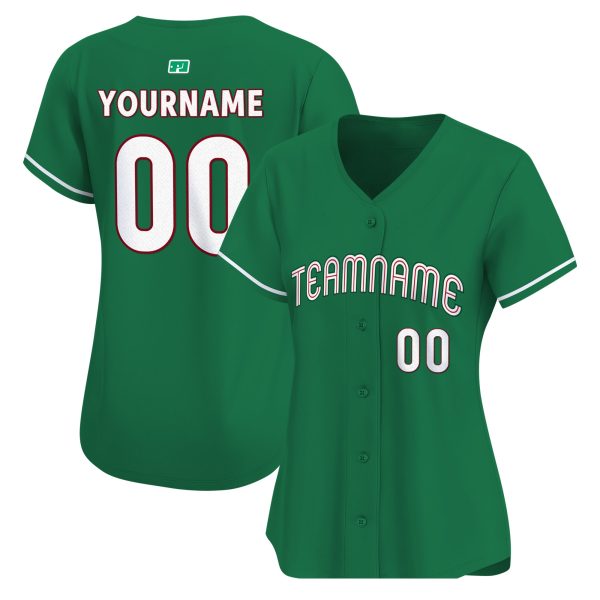 White - Green Personalized Baseball Jersey - Image 2